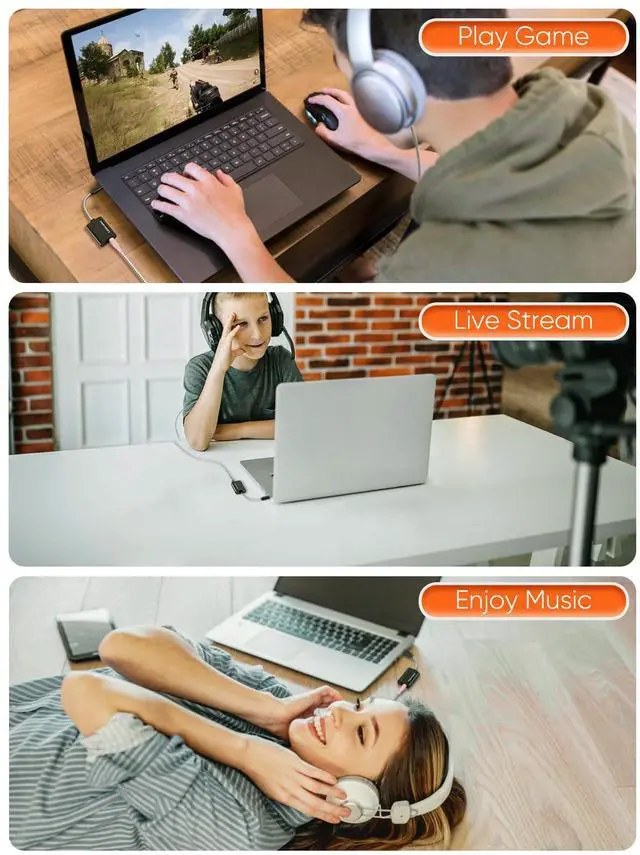 Alt view image 5 of 7 - Type C External Sound Card with 3.5 mm Audio Jack, USB-C Microphone Headphone Adapter Compatible with MacBook Pro, iMac, iPad Pro 2020, iPhone 16/15, Galaxy S24/ S23/ S22/ S21+