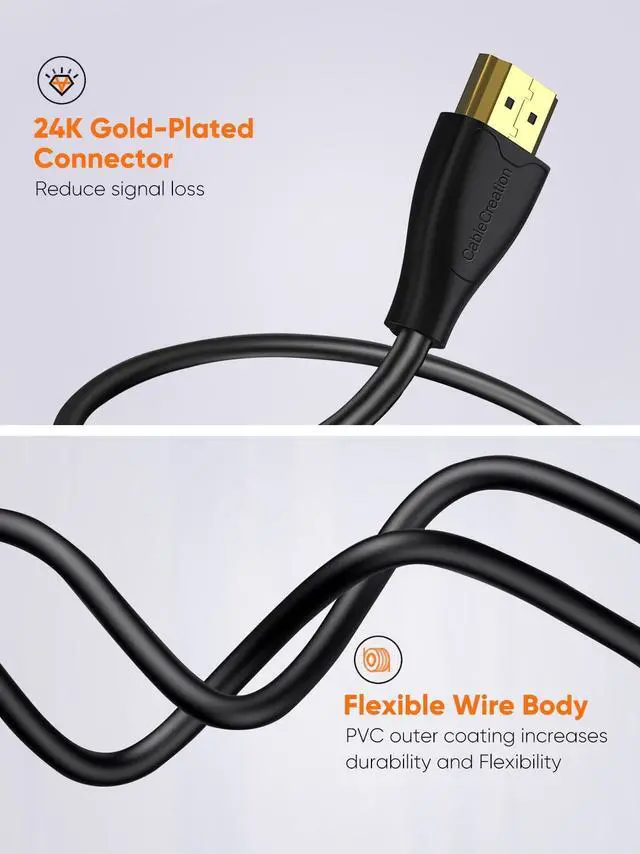 Alt view image 7 of 7 - 4K Micro HDMI to HDMI Cable Adapter, 4K 60Hz Ethernet 3D Audio Return, Compatible with GoPro Hero 7/6/5, Raspberry Pi 4, A6000, A6300, Nikon Camera, Yoga 3 Pro, Yoga 710, 6ft