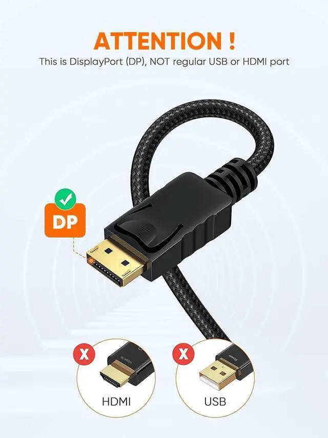 Alt view image 3 of 7 - Active DisplayPort to HDMI Cable 4K, 6FT Braided DP to HDMI Cord, Support 4K@30Hz & 3D Audio/Video Converter, Eyefinity Multi-Screen, 1.83M / Black