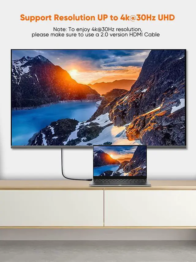 Alt view image 5 of 7 - Active DisplayPort to HDMI Cable 4K, 6FT Braided DP to HDMI Cord, Support 4K@30Hz & 3D Audio/Video Converter, Eyefinity Multi-Screen, 1.83M / Black