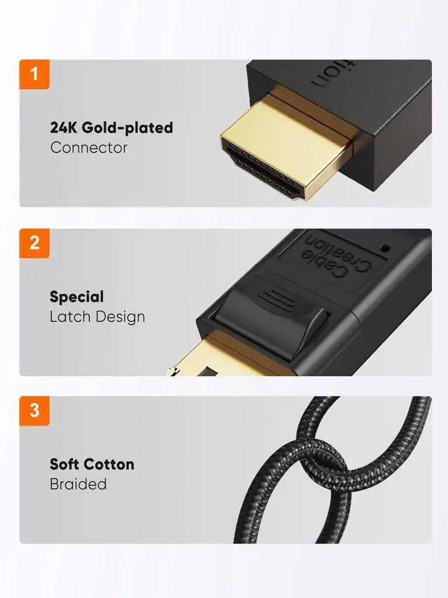 Alt view image 7 of 7 - Active DisplayPort to HDMI Cable 4K, 6FT Braided DP to HDMI Cord, Support 4K@30Hz & 3D Audio/Video Converter, Eyefinity Multi-Screen, 1.83M / Black