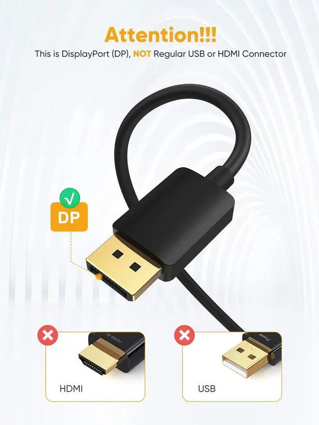 Alt view image 2 of 7 - Unidirectional Active DisplayPort to HDMI Cable DisplayPort to HDMI Monitor Cable 8FT, DP 1.4 to HDMI Support 4K@60Hz, 2K@144Hz, 1080P@144Hz
