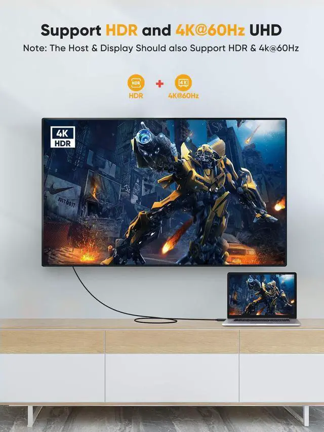 Alt view image 4 of 7 - Unidirectional Active DisplayPort to HDMI Cable DisplayPort to HDMI Monitor Cable 8FT, DP 1.4 to HDMI Support 4K@60Hz, 2K@144Hz, 1080P@144Hz
