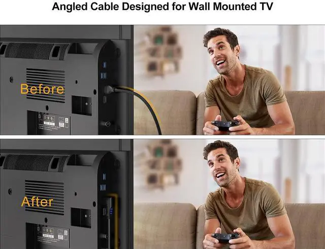 Alt view image 2 of 7 - 6ft 4K HDMI Cable - Right Angle 90 Degree, Male to Male Cable for Ultra HD 4K@60Hz, 3D Video