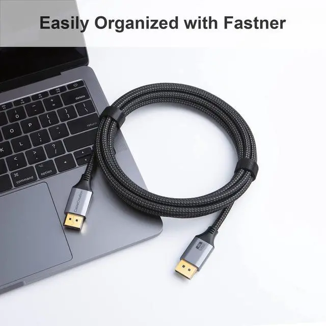 Alt view image 2 of 7 - 10ft DisplayPort Cable, DP 1.2, 4K@60Hz, 2K@165Hz, 2K@144Hz, Nylon Braided, Compatible with PC, Laptop, TV, Gaming Monitor