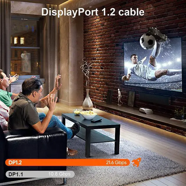 Alt view image 7 of 7 - 10ft DisplayPort Cable, DP 1.2, 4K@60Hz, 2K@165Hz, 2K@144Hz, Nylon Braided, Compatible with PC, Laptop, TV, Gaming Monitor