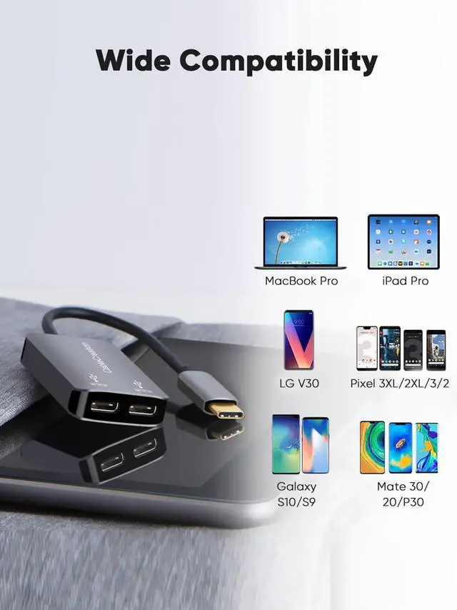 Alt view image 4 of 7 - SOEWIOU  USB Type C Splitter, 2-in-1 USB C Audio Adapter and PD Fast Charging, Type C Aux Dongle Compatible with iPad, MacBook, iPhone 16 15 Pro Max Plus, Galaxy S24/S23/S22+, Pixel 9/8/7+, Grey