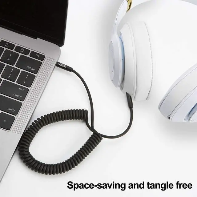 Alt view image 5 of 6 - Aux Cord for Car (1-4FT), Coiled 3.5mm Audio Cable Male to Male,1/8 Auxiliary Stereo Aux Cable for 3.5mm DC Plug Port Device,Headphones,Car Stereos,Speaker, Black