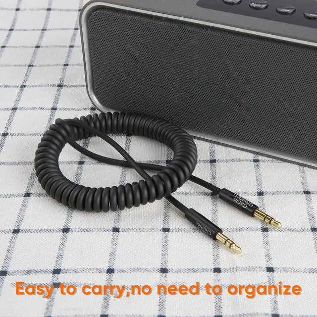 Alt view image 6 of 6 - Aux Cord for Car (1-4FT), Coiled 3.5mm Audio Cable Male to Male,1/8 Auxiliary Stereo Aux Cable for 3.5mm DC Plug Port Device,Headphones,Car Stereos,Speaker, Black