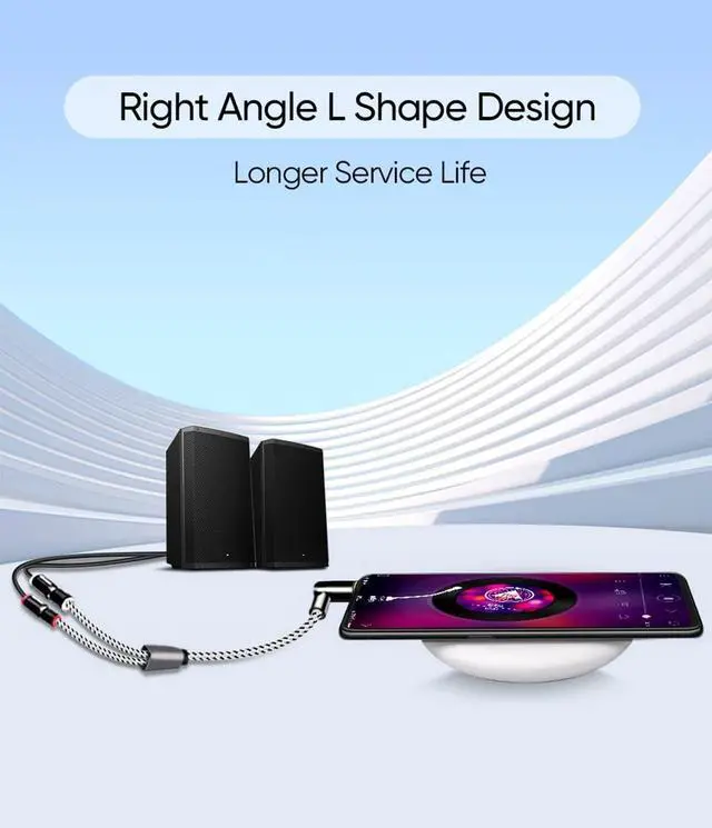 Alt view image 3 of 7 - 3.5mm to 2RCA Female Cable, Angle 3.5mm Mini-Jack to RCA Stereo Audio Y Cable Gold Plated, Compatible with iPhone,iPod,MP3,Tablets,HiFi Stereo System, Speaker,3FT/0.92M