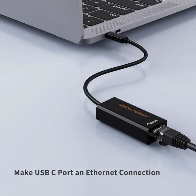 Alt view image 2 of 7 - USB C to Ethernet Adapter, USB Type C (Thunderbolt 3) to Gigabit Ethernet LAN Network Adapter Compatible with Steam Deck, MacBook Pro, MacBook Air/M1/M2, iPad, Galaxy S22 Ultra, XPS