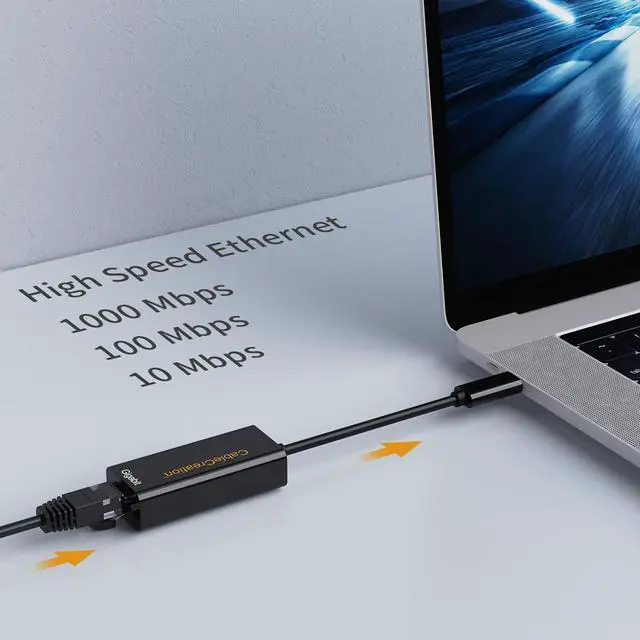Alt view image 3 of 7 - USB C to Ethernet Adapter, USB Type C (Thunderbolt 3) to Gigabit Ethernet LAN Network Adapter Compatible with Steam Deck, MacBook Pro, MacBook Air/M1/M2, iPad, Galaxy S22 Ultra, XPS
