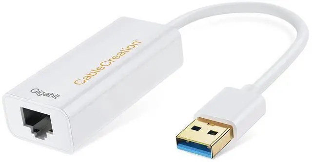 Main image of USB 3.0 to Ethernet Adapter, USB to RJ45 Network Adapter Support 10/100/1000 Mbps Gigabit Compatible with Nintendo Switch, MacBook, Windows, macOS, Linux, Chrome OS, White