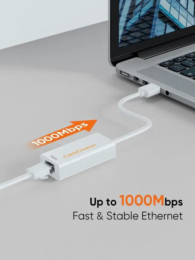 Alt view image 3 of 7 - USB 3.0 to Ethernet Adapter, USB to RJ45 Network Adapter Support 10/100/1000 Mbps Gigabit Compatible with Nintendo Switch, MacBook, Windows, macOS, Linux, Chrome OS, White