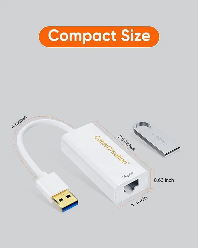 Alt view image 6 of 7 - USB 3.0 to Ethernet Adapter, USB to RJ45 Network Adapter Support 10/100/1000 Mbps Gigabit Compatible with Nintendo Switch, MacBook, Windows, macOS, Linux, Chrome OS, White
