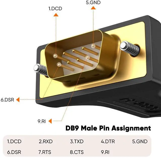 Alt view image 7 of 7 - 3.3 Feet USB to RS232 Serial Cable with Prolific PL2303 Chip, DB9 Adapter for Windows 11,10, 8.1, 8,7, Linux, Mac OS, 1M /Black