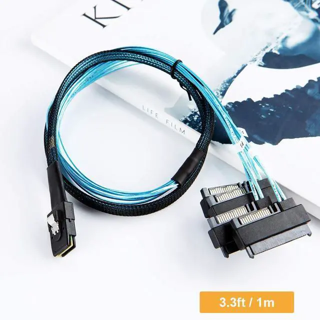 Alt view image 7 of 7 - Mini SAS Cable with SATA Power(2PACK), Internal Mini SAS 36 Pin to 4 x 29 Pin Cord with SATA Power, SFF-8087 to SFF-8482 Cable, 3.3 FT