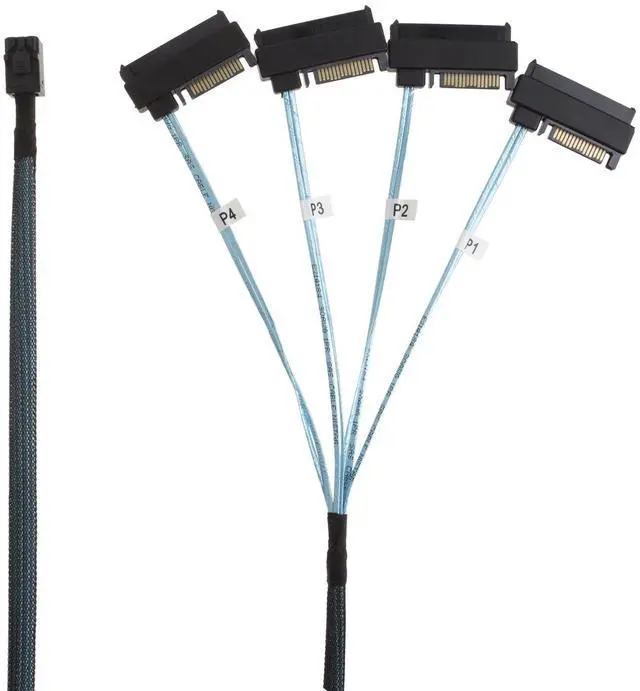 Alt view image 4 of 4 - SFF-8643 to SFF-8482 Cord, Internal Mini SAS SFF-8643 to 4 X 29 Pin SFF-8482 Adapter with SAS 15 Pin Power Port, 1.6FT, 0.5M
