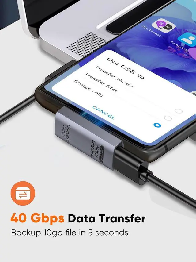 Alt view image 2 of 7 - 90 Degree USB C Adapter, Right Angle USB C Male to Female Adapter 40Gbps 240W Compatible with Steam Deck, ROG Ally, Switch, Notebook, PC, Tablet, Phone and More, Middle Angle