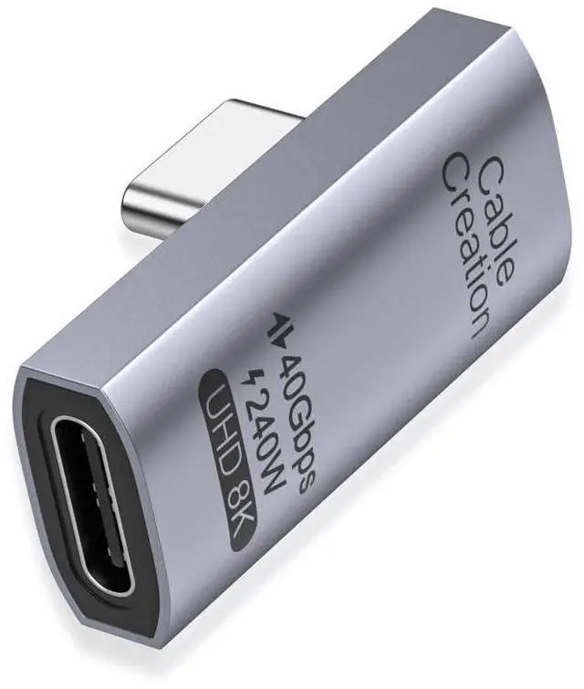 Main image of 90 Degree USB C Adapter, Right Angle USB C Male to Female Adapter 40Gbps 240W Compatible with Steam Deck, ROG Ally, Switch, Notebook, PC, Tablet, Phone and More, Middle Angle