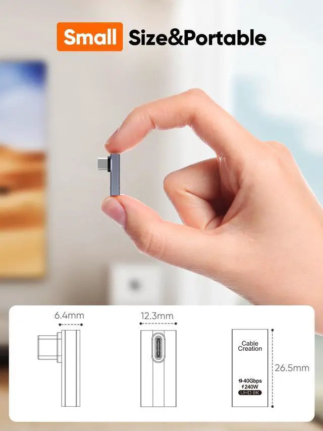Alt view image 6 of 7 - 90 Degree USB C Adapter, Right Angle USB C Male to Female Adapter 40Gbps 240W Compatible with Steam Deck, ROG Ally, Switch, Notebook, PC, Tablet, Phone and More, Middle Angle