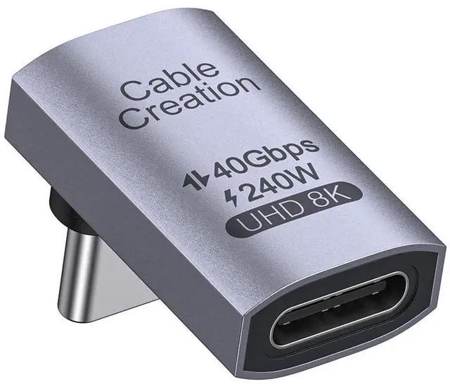 Main image of 90 Degree USB C Adapter, Right Angle USB C Male to Female Adapter 40Gbps 240W Compatible with Steam Deck, ROG Ally, Switch, Notebook, PC, Tablet, Phone and More,Up Angle