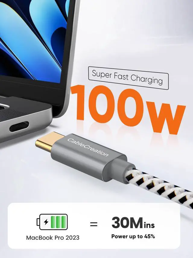 Alt view image 4 of 7 - 100W Short USB C to USB C 3.1 Gen 2 Cable 10Gbps, 4K Video Output Monitor Cable, Type C Fast Charging Cord for iPhone 16 15 Pro Max Plus, SSD, MacBook, iPad, Galaxy S24/23, Pixel, 1FT