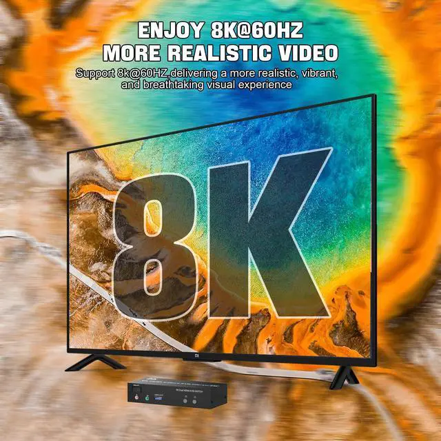 Alt view image 3 of 7 - Vszerda 8K@60Hz USB3.0 Dual Monitor HDMI KVM Switch 2Port, HDMI KVM Switch for 2Monitors 2Computers with USB3.0 Ports, Extended Display Switcher with Audio Microphone, PC Monitor Keyboard Mouse Switch