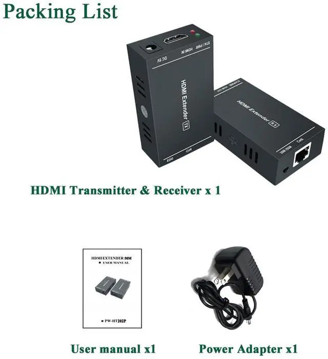 Alt view image 7 of 7 - BUCIER HDMI Extender 1080p@60Hz, 3D, Over Single Cat5e/Cat6/Cat 7 Cable Full HD Uncompressed Transmit Up to 164 Ft(50m), EDID and POC Function Supported (Transmitter and Receiver)