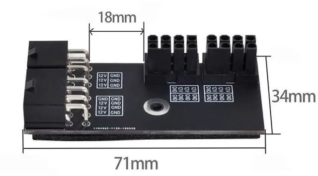 Alt view image 6 of 7 - Vszerda Adapter Dual ATX 8Pin Female to 6+8pin Male 180 Degree Angled Power Adapter for NVIDIA 3080 3090 Graphics Card