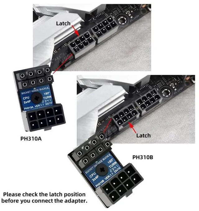 Alt view image 5 of 7 - Vszerda 2pcs/lot 360 Degree Up Down Angled EPS 8P ATX Male to Female Power Header Adapter for CPU 12V