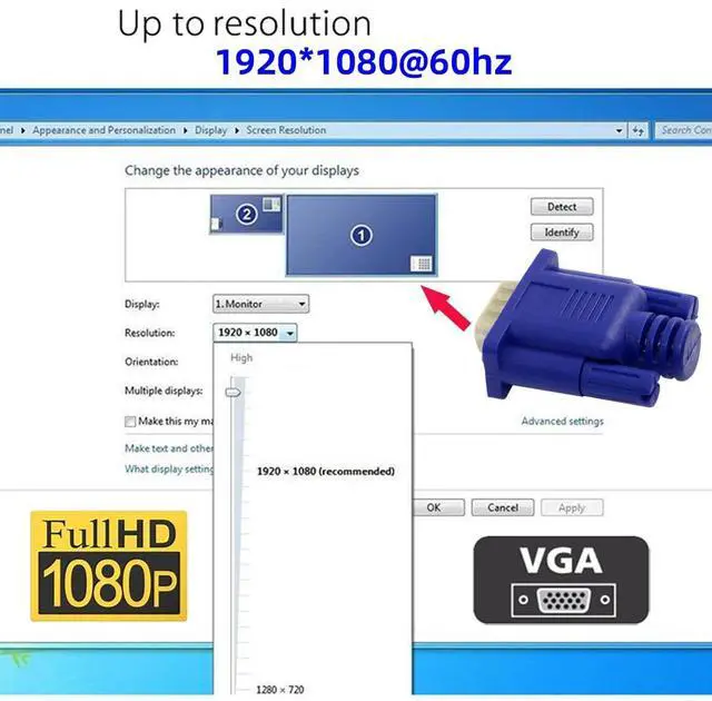 Alt view image 4 of 7 - Vszerda Virtual Display Adapter VGA RGB Monitor Dummy Plug Headless Ghost Display Emulator 1920x1080p@60Hz