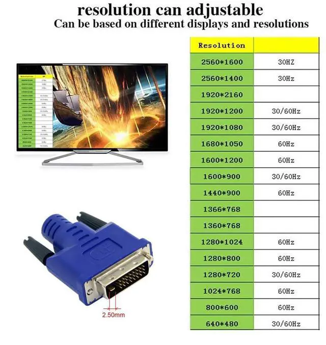 Alt view image 5 of 7 - Vszerda Virtual Display Adapter DVI DDC EDID Dummy Plug Headless Ghost Display Emulator 2560x1600p@60Hz