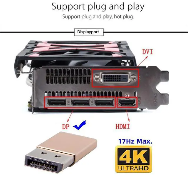 Alt view image 3 of 7 - Vszerda DP Virtual Display Adapter Displayport Dummy Plug Headless Ghost Emulator 2560x1600p@60Hz