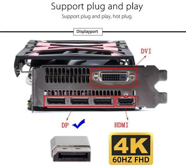 Alt view image 4 of 7 - Vszerda Adapter 4K@60Hz DP Virtual Display Displayport Active Adapter Dummy Plug Headless Ghost Emulator 1080p@120Hz