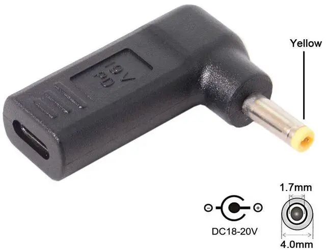 Alt view image 4 of 7 - Vszerda USB 3.1 Type C USB-C to DC 19V Adapter PD Emulator Trigger 90 Degree Angled (4.0x1.7mm)