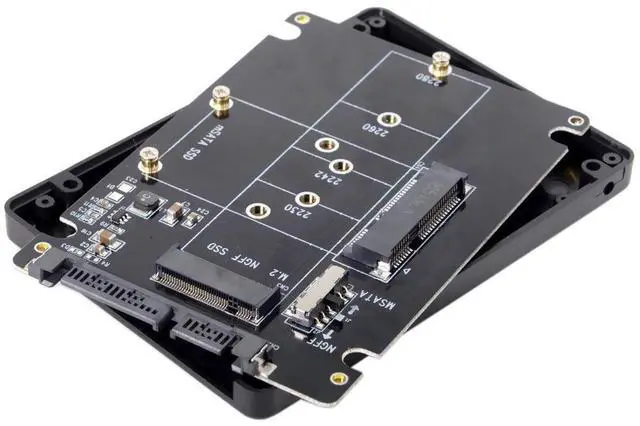 Alt view image 5 of 7 - Vszerda Combo M.2 NGFF B-Key & mSATA SSD to SATA 3.0 Adapter Converter Case Enclosure with Switch