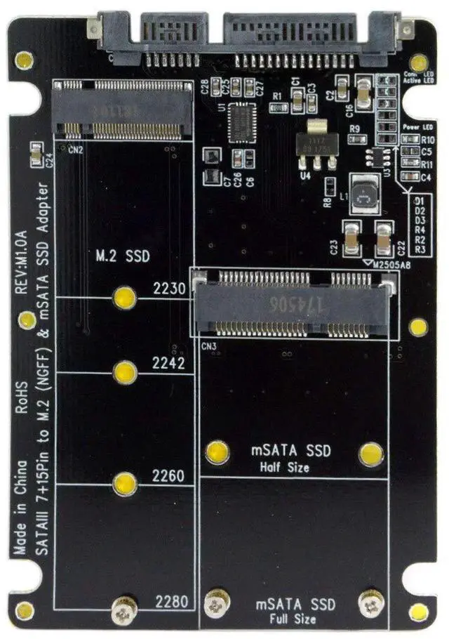 Alt view image 4 of 6 - Vszerda 2 in 1 Combo M.2 NGFF B-key & mSATA SSD to SATA 3.0 Adapter Converter Case Enclosure