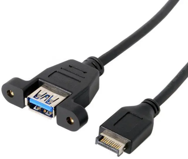 Alt view image 2 of 6 - Vszerda USB 3.1 Front Panel Header to USB 3.0 Type-A Female Extension Cable 50cm Panel Mount Type
