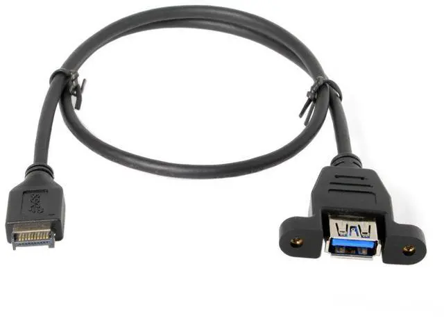 Alt view image 3 of 6 - Vszerda USB 3.1 Front Panel Header to USB 3.0 Type-A Female Extension Cable 50cm Panel Mount Type