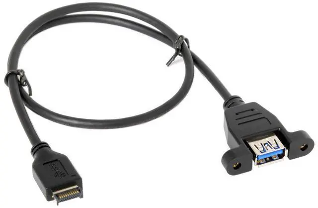 Alt view image 5 of 6 - Vszerda USB 3.1 Front Panel Header to USB 3.0 Type-A Female Extension Cable 50cm Panel Mount Type