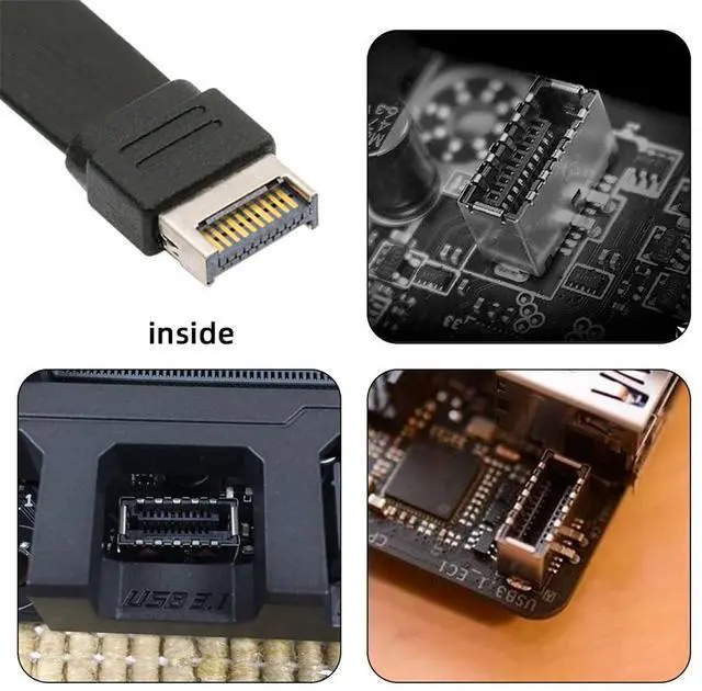 Alt view image 3 of 7 - Vszerda USB 3.2 Extension Data Cable 20Gbps, IDC Type-E 20Pin to USB-C Type-C Female Front Panel Header Adapter Cord 1.6FT, Flexible Flat FPC Design, Support SSD HDD, Phone, Tablet