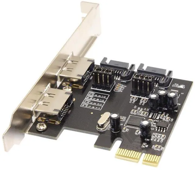 Alt view image 4 of 7 - Vszerda PCI-E to 4 Ports SATA 3.0 ESATA PCIE SATA3 6Gbps Expansion Card PCI-E Adapter