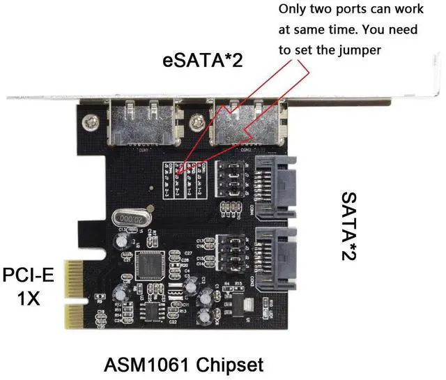 Alt view image 7 of 7 - Vszerda PCI-E to 4 Ports SATA 3.0 ESATA PCIE SATA3 6Gbps Expansion Card PCI-E Adapter