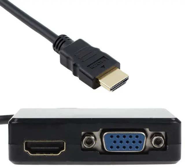 Alt view image 5 of 7 - Vszerda HDMI to VGA & HDMI Female Splitter with Audio Video Cable Converter Adapter for HDTV PC Monitor
