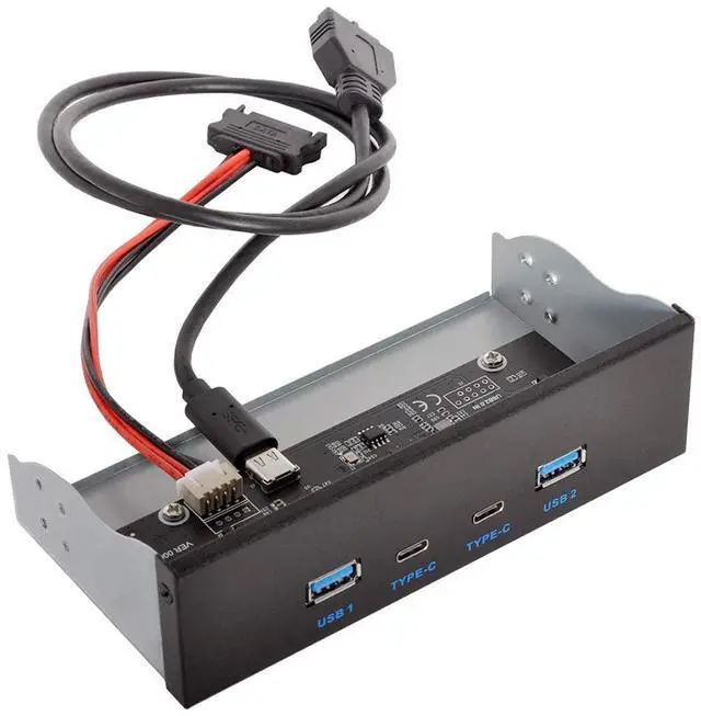 Alt view image 2 of 6 - xiwai USB-C & USB 3.0 HUB 4 Ports Front Panel to Motherboard 20Pin Connector Cable for 5.25" CD-ROM Bay