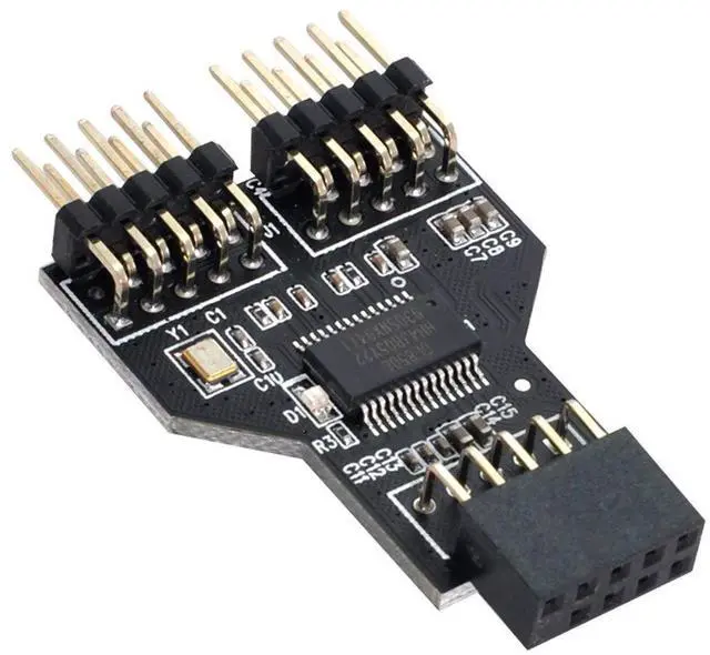 Alt view image 3 of 6 - Vszerda Motherboard 9pin USB 2.0 Header 1 to 2 Female Extension HUB Connector Adapter Port Multilier