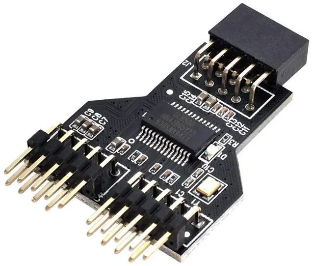 Alt view image 6 of 7 - Vszerda USB2.0 Motherboard Cable 9pin USB 2.0 Header 1 to 2 Female 10pin Extension Splitter Adapter HUB Connector Adapter Port Multilier