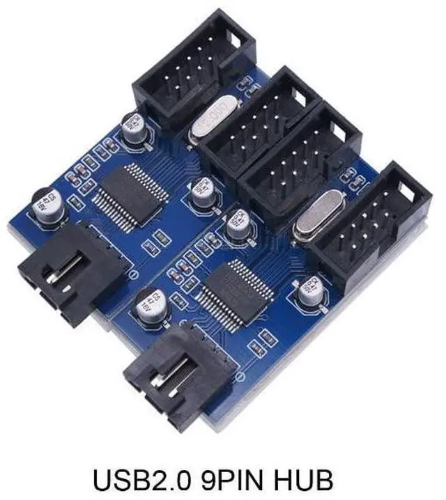 Alt view image 5 of 7 - Vszerda 9pin USB 2.0 Header 1 to 2/4 Female Extension Cable HUB Connector Adapter Port Multilier