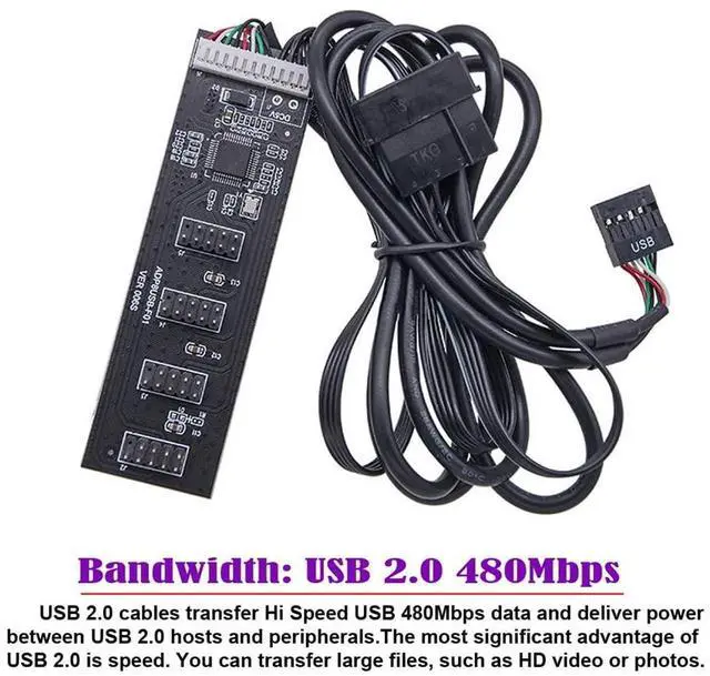 Alt view image 6 of 7 - Vszerda USB 2.0 9pin 10pin Header 1 to 4 Female Splitter Extension Cable HUB with IDE 5V Power Connector Adapter Port Multilier